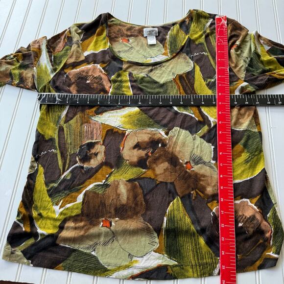 Chico's Green and Brown Floral Blouse - Picture 6 of 7